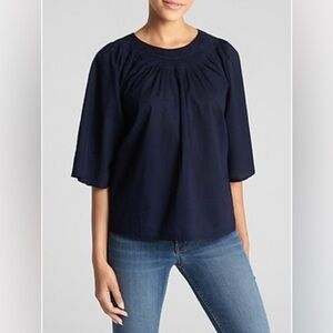 Banana Republic | Pintuck Popover Top in Navy Size Large